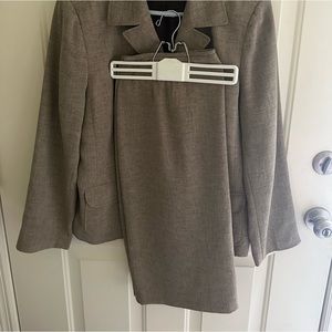 Light brown blazer skirt set